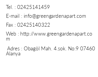 Green Garden Apart Hotel iletiim bilgileri